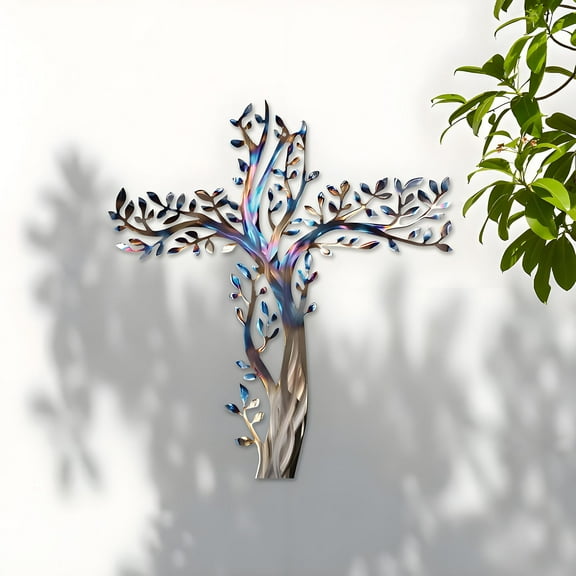 Tree of Life Wall Cross under $5! Yannianjz Tree of Life Wall Cross, Large Metal Cross Wall Decor, Christian Spiritual Home Hanging Decor Art for Living Room Garden