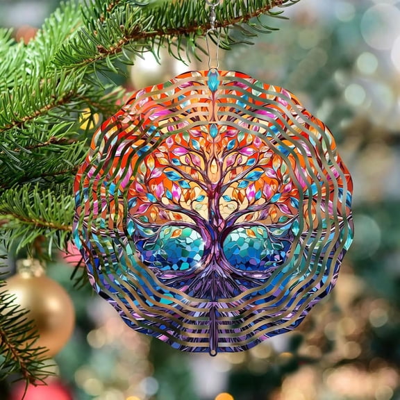 Tree of Life Wind Spinner Outdoor, Spiritual Garden Decor Gift, Symbol of Growth & Harmony Hanging Wind Sculpture, Unique Gift for Nature Lovers & Meditation Spaces
