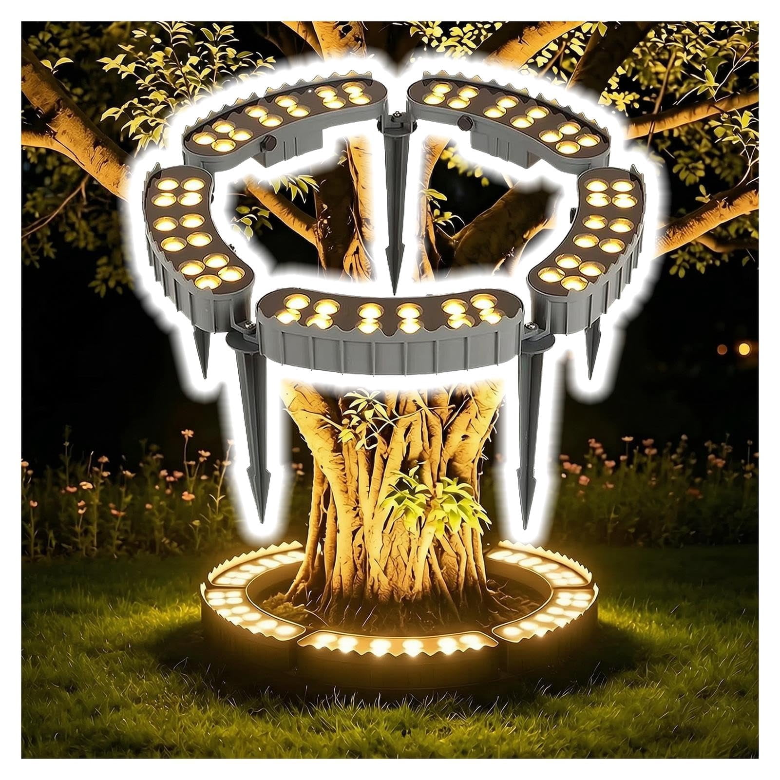 Tree Led Night Light Tree Light Ring, Expandable Interlocking LED Uplighting IP65 Waterproof ...