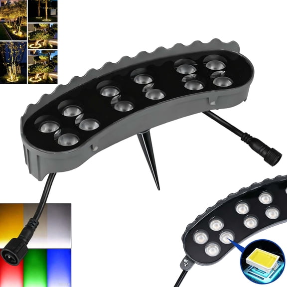Tree Lights Outdoor, 12W 24V Linkable Ring Tree Light, 360 Degree Uplighting for Yard and Garden