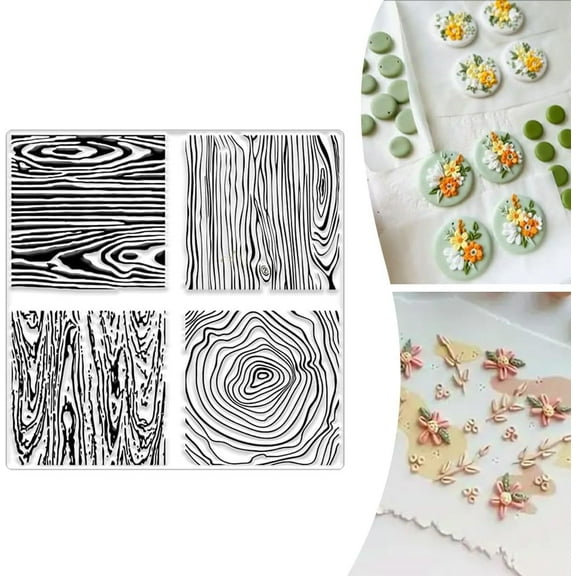 Tree Line Polymer Clay Texture Sheet Silicone Texture Stamp Sheets Wood Grain Clear Texture Mat Modeling Pattern Pad Reusable Polymer Clay Pottery Earrings Jewelry Making 5.5 x 5.5inch