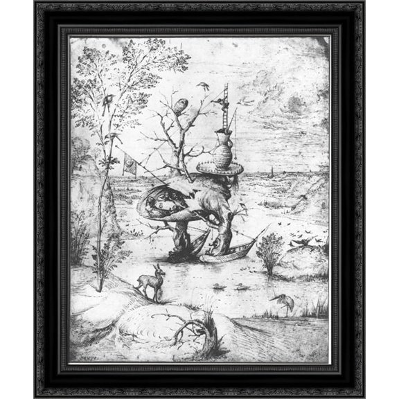 Tree Man 20x24 Black Ornate Wood Framed Canvas Art by Bosch, Hieronymus