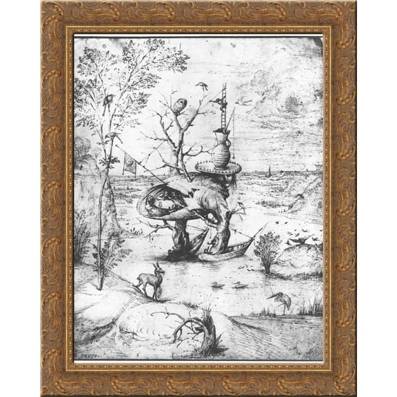 Tree Man 20x24 Gold Ornate Wood Framed Canvas Art by Bosch, Hieronymus