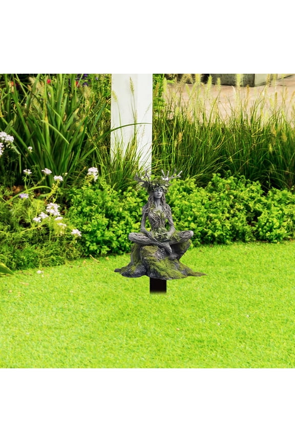 Tree Man Fairy Garden Stakes, 2D Acrylic Tree Man Fairy Earth Goddess Statue Whimsical Garden Stakes Decor, Bohemian Goddess Statue, Ground Insert Flower Pot Decoration for Yard Lawn J