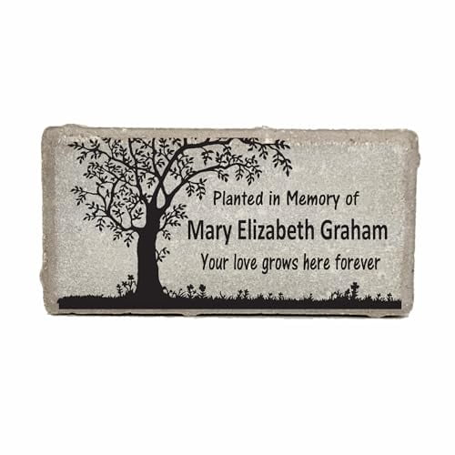 Tree Memorial Stone - Planted in Memory of - Real Stone Personalized by$$Garden & Patio