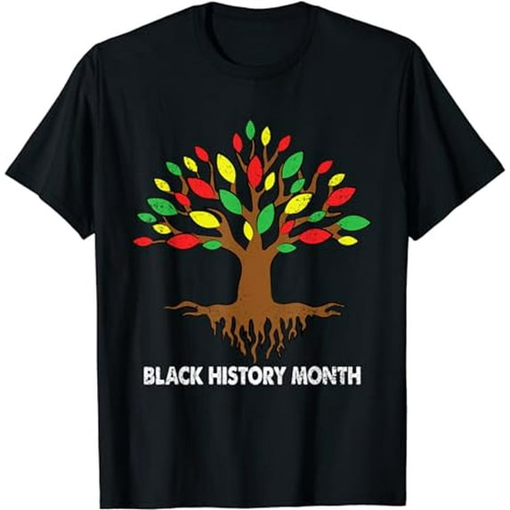 Tree Men Color Black History Month Women African American T-Shirt