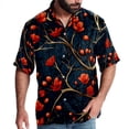 thumbnail image 1 of Tree Men's Button Down Hawaiian Poplin Shirt Summer Beach Printed Casual Short Sleeve Unisex Shirts, 1 of 6