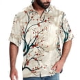 thumbnail image 1 of Tree Men's Short Sleeve Beach Shirts, Casual Button Down Poplin Printed Summer Tops - Unisex, 1 of 6