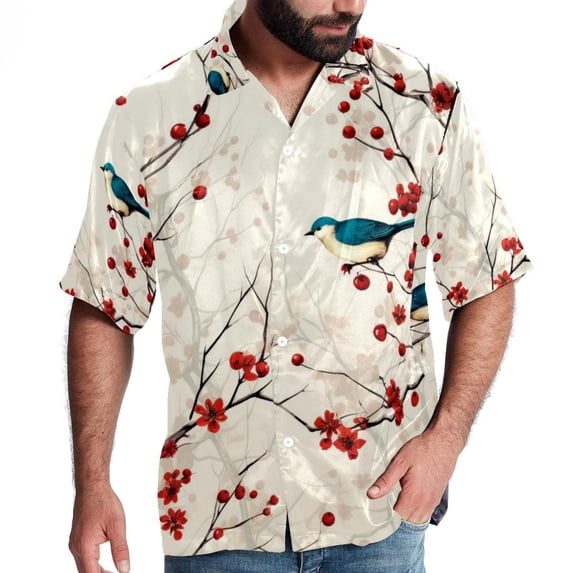 Tree Men's Short Sleeve Hawaiian Beach Shirt Casual Printed Button Down Summer Unisex Casual Shirt