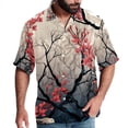 thumbnail image 1 of Tree Men's Short Sleeve Hawaiian Beach Shirts, Casual Printed Button Down Spread Collar Tops, Summer Unisex Style, 1 of 1