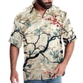 thumbnail image 1 of Tree Men's Short Sleeve Hawaiian Print Button Down Beach Shirt, 1 of 6