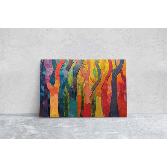 Tree Modern Colorful Symbolism Rainbow Statement Piece Wall Art Unframed Paper Print