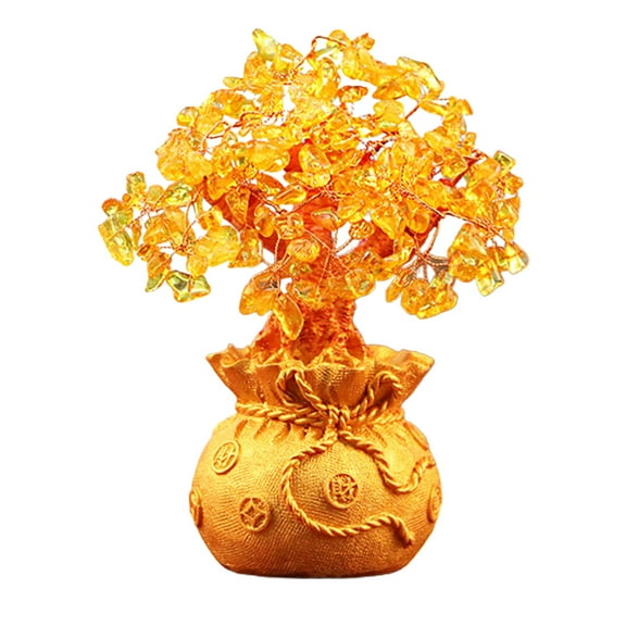 Tree Money Feng Shui Statue Fortune Crystal Bonsai Chinese Wealth Prosperity Lucky Figurine Decor Ornaments Luck Good
