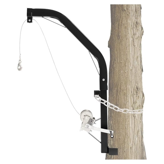 Tree Mount Hoist  Heavy Duty 500LB Hunting Game Hoist with Hand Winch & Steel Cable for Skinning, Field Dressing, Powder Coated Steel