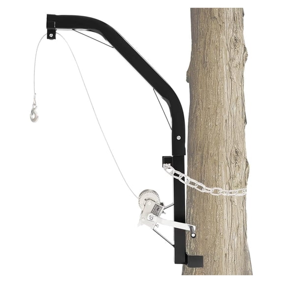 Tree Mount Hoist  Heavy Duty 500LB Hunting Game Hoist with Hand Winch & Steel Cable for Skinning, Field Dressing, Powder Coated Steel