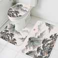 thumbnail image 1 of Tree Mountain Bathroom Rugs Set Oriental Traditional Ink Painting Landscape Non Slip Absorbent Soft Bath Mats 3 Piece Set with Bathroom Rug, U-Shaped Floor Mat, Toilet Seat Cover Small Size, 1 of 9