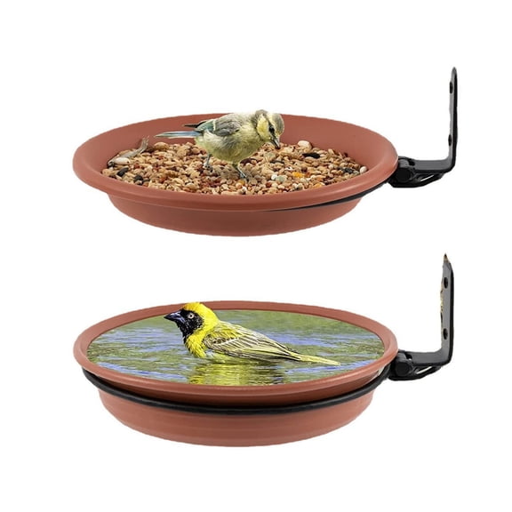 Tree Mounted Bird Trays for Feeding & Bathing, Includes Wooden Fence/Wall Mount with Heavy Duty Iron Ring, Complete Bird Station for Outdoors,A