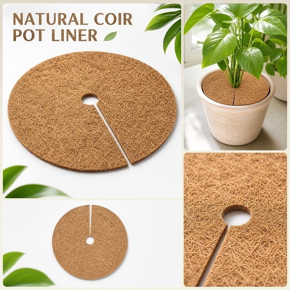 Tree Mulch Ring 8 Inch Coir Mat, Coco Coir for Plants, Weed Garden Mulch, Moisture Retention Garden Protection for Outdoor Potted Plants, 1 Pack Round Plant Mat