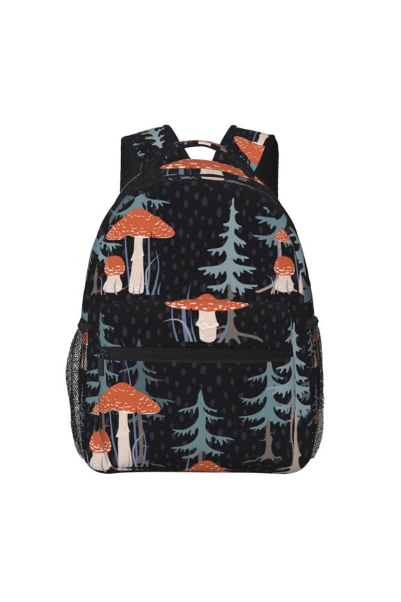 Tree Mushroom Magic Backpack Casual College Bag Zipper Laptop Daypack Hiking Rucksack Travel