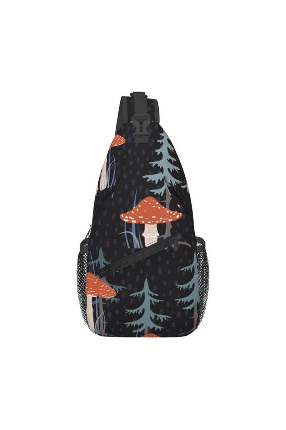Tree Mushroom Magic Sling Backpack Shoulder Chest Crossbody Bag Causal Travel Hiking Daypack
