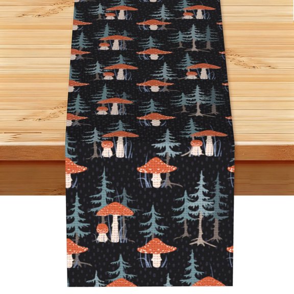 Tree Mushroom Magic Table Runner 13x72 Inch for Dining Table Kitchen Wedding Party Decor Fireplace Mantle