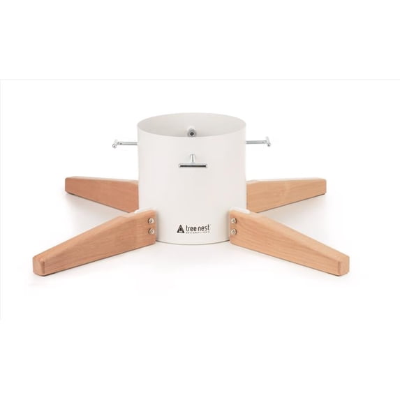Tree Nest Christmas Tree Stand Base for Real 10ft Trees Nordic Style Decoration Timber, Large (White)