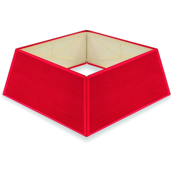 Tree Nest Contemporary Square Canvas Christmas Tree Collar, 27.6in, Red