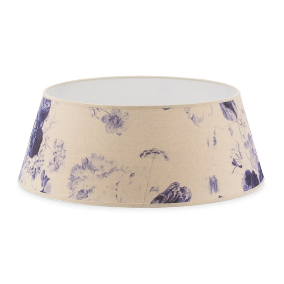 Tree Nest Gallery Round Canvas Christmas Tree Collar, Medium, Blue/White Floral, 20.9in