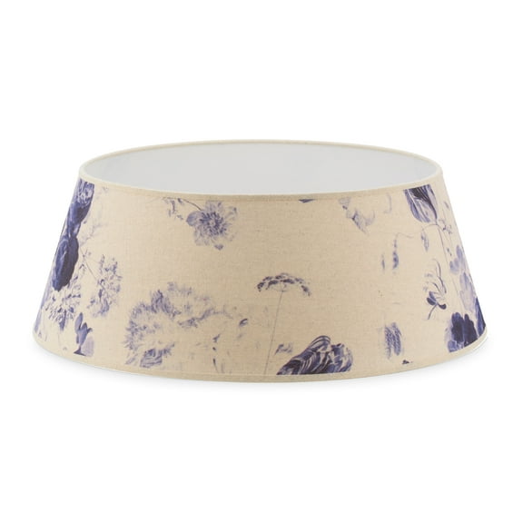 Tree Nest Gallery Round Canvas Christmas Tree Collar, Large, Blue/White Floral, 26.8in