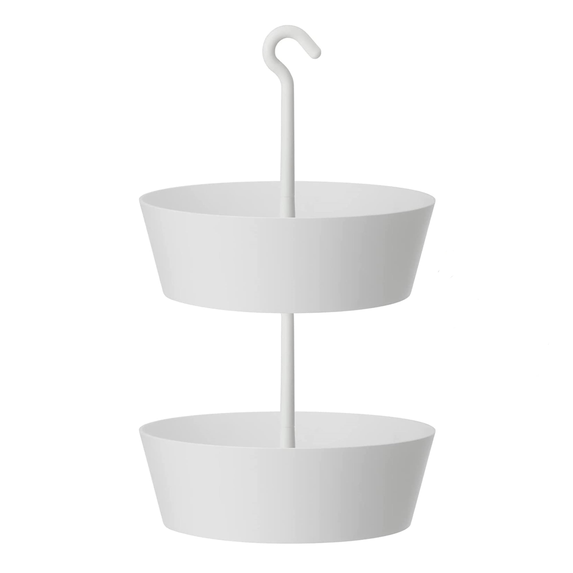 White Double Tiered Plastic Hanging Planter, 10 Inches