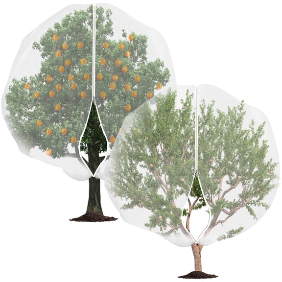 Tree Netting with Zipper, 2 Pack 2m×2.5m Breathable Mesh Fruit Tree Cover, Insect Bird Barrier Net for Citrus, Peach Trees