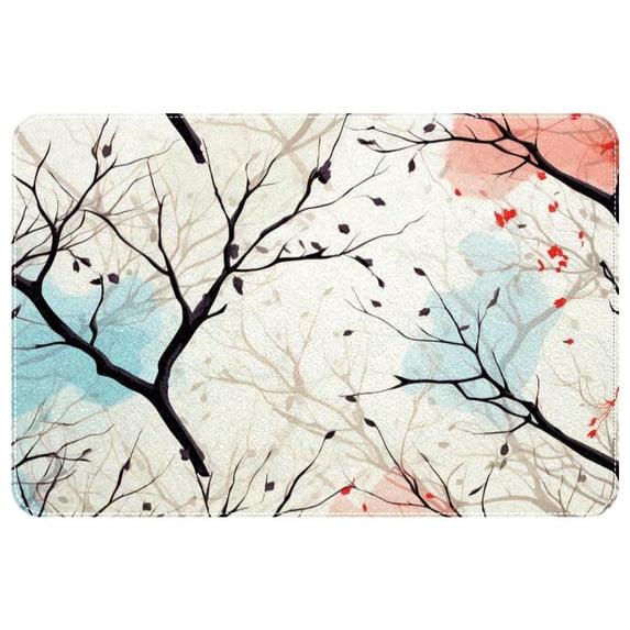 Tree Non-Slip Polyester Floor Carpet Door Rugs - Machine Washable Kitchen Rug