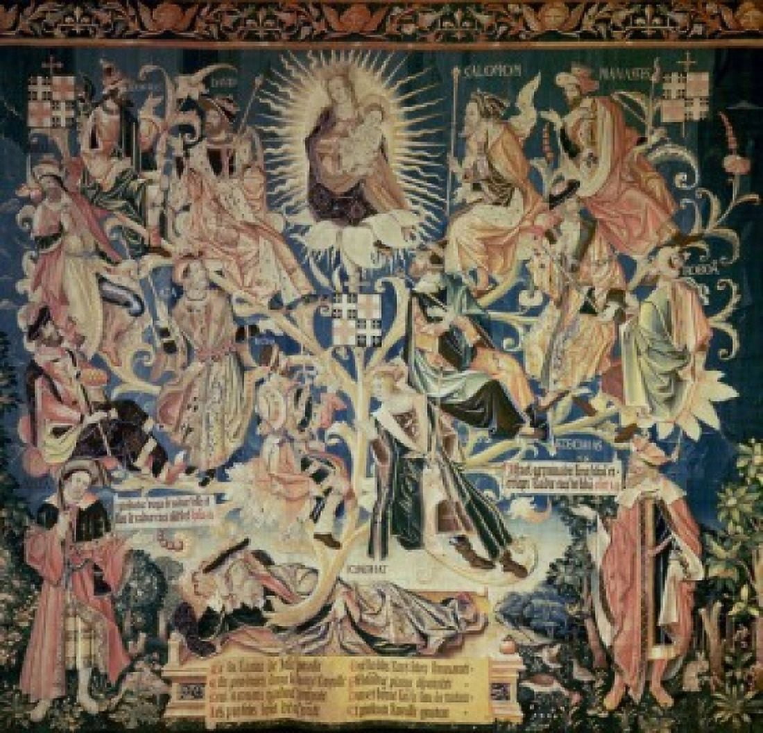 Tree Of Jesse 16th Century Tapestry Textiles (Flemish) Canvas Art - (18 x 24)