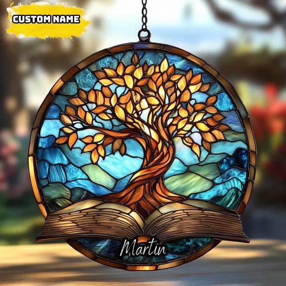 Tree Of Life Acrylic Suncatcher Open Book Window Hanging Spiritual Home Gift