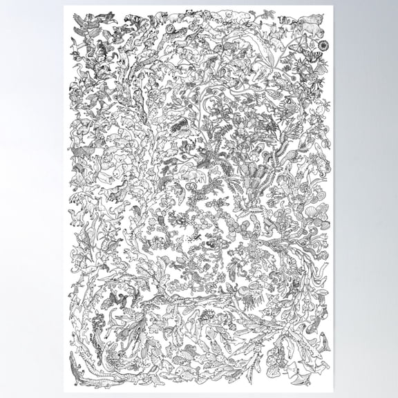 Tree Of Life - Animal Evolution - Black And White Poster Wall Art, Modern Wall Decor For Living Room Bedroom, 16x24 UNFRAMED