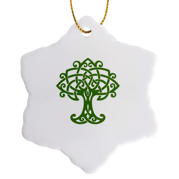 3drose, Tree of Life Celtic Art Knot, 3 inch Snowflake Porcelain Ornament