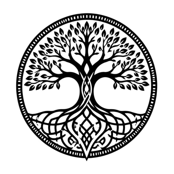 Tree Of Life Circle Roots Metal Wall Art Decor, Black Iron Wall Sculpture for Living Room, Bedroom, Office, and Entryway 8 IN