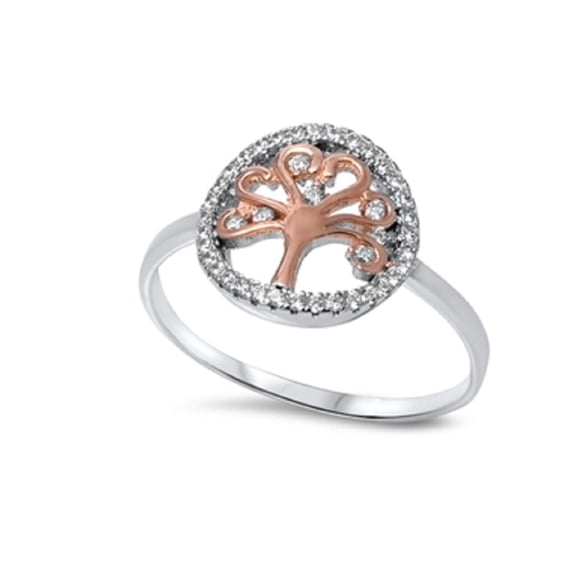 Tree Of Life Cubic Zirconia Ring Sterling Silver 925