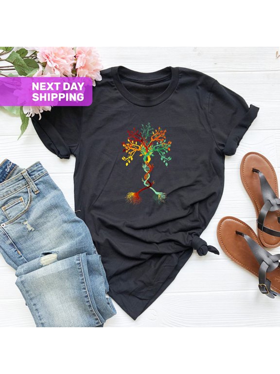 Tree Of Life Forest Hiking Christmas Gift Women Nature DNA Tree Genetic Code T-shirt
