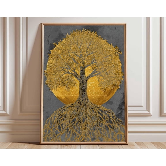 Tree Of Life Golden Moon Wall Art Print