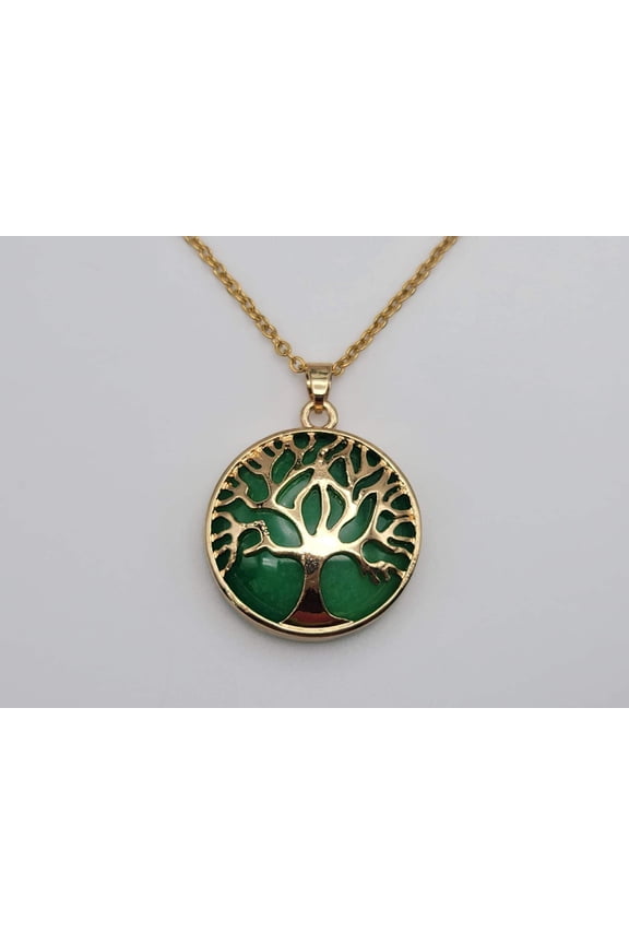 Tree Of Life Green Jade necklace / Tree necklace / Manifestation necklace /
