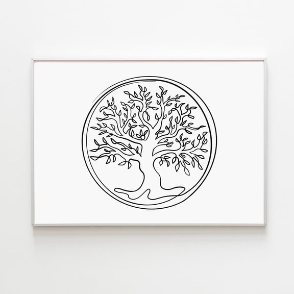 Tree Of Life Line Art Print, Celtic Botanical Wall Art