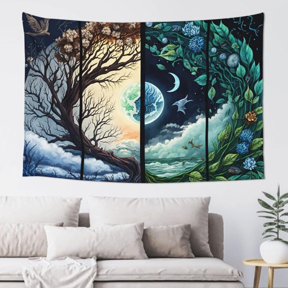 Tree Of Life Moon Phase Tapestry Wall Hanging Wall Tapestry For Bedroom Aesthetic Home Wall Dorm Decor 60x40in