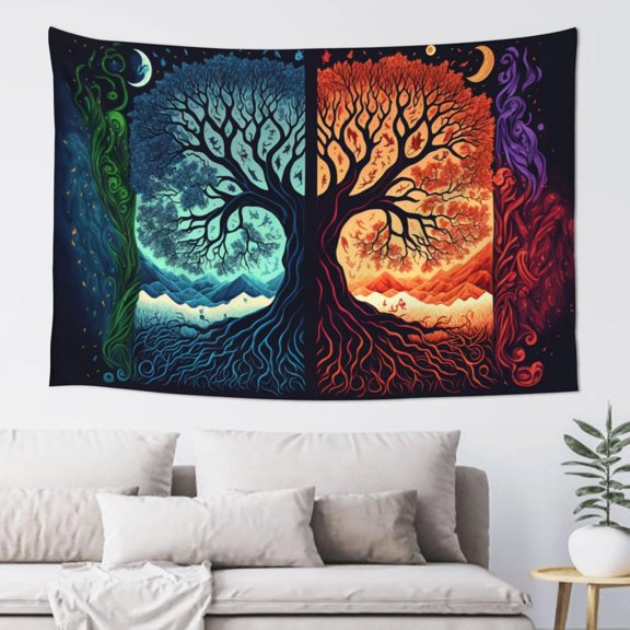 Tree Of Life Moon Phase Tapestry Wall Hanging Wall Tapestry For Bedroom Aesthetic Home Wall Dorm Decor 60x40in