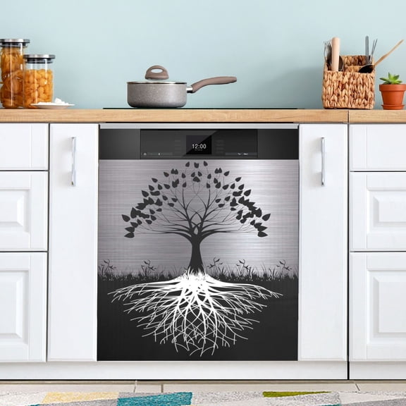 Tree Of Life Pattern Dishwasher Magnet Cover Reuseable Refrigerator Magnet Cover Decal Fridge Microwave Stickers Hoilday Party Decor 23 x 26 Inch