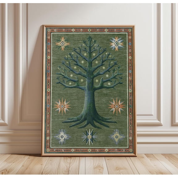 Tree Of Life Poster Celestial Folk Art Print Mystical Wall Decor