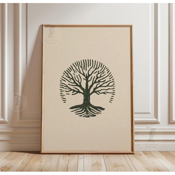 Tree Of Life Poster Minimal Botanical Illustration Nature Wall Art Neutral Scandinavian De