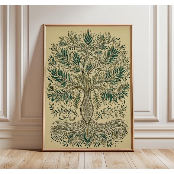 Tree Of Life Poster, Sage Green Botanical Print, Minimalist Zen Decor, Poster Only