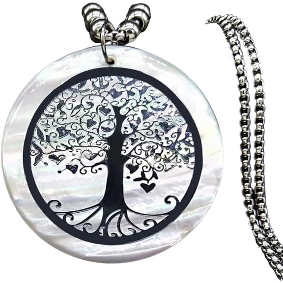 Tree Of Life Pro Shell Stainless Steel Roomy Long Necklaces For Women Silver Color Necklace Bead Jewelry Gargantilla DANS00905[x352]