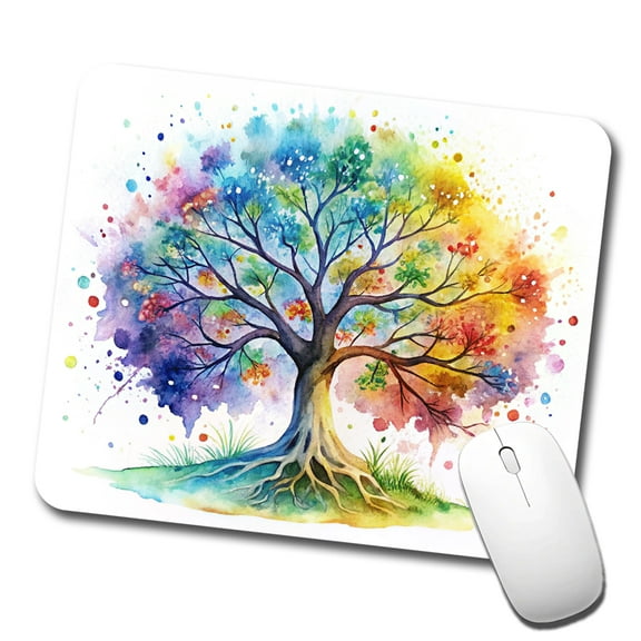 Tree Of Life Rainbow Watercolor Mouse Pad Low Profile Gaming Mat